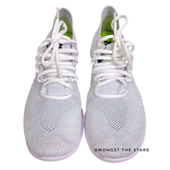 Nike Free RN Flyknit 2017 White Pure Platinum Running Sneakers 880844-100 - Picture 4 of 10